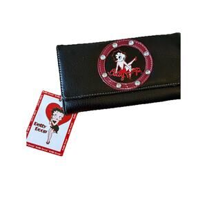 NWT Betty Boop Bling Wallet Black LOGO Checkbook Credit Cards Cartoon Womens L